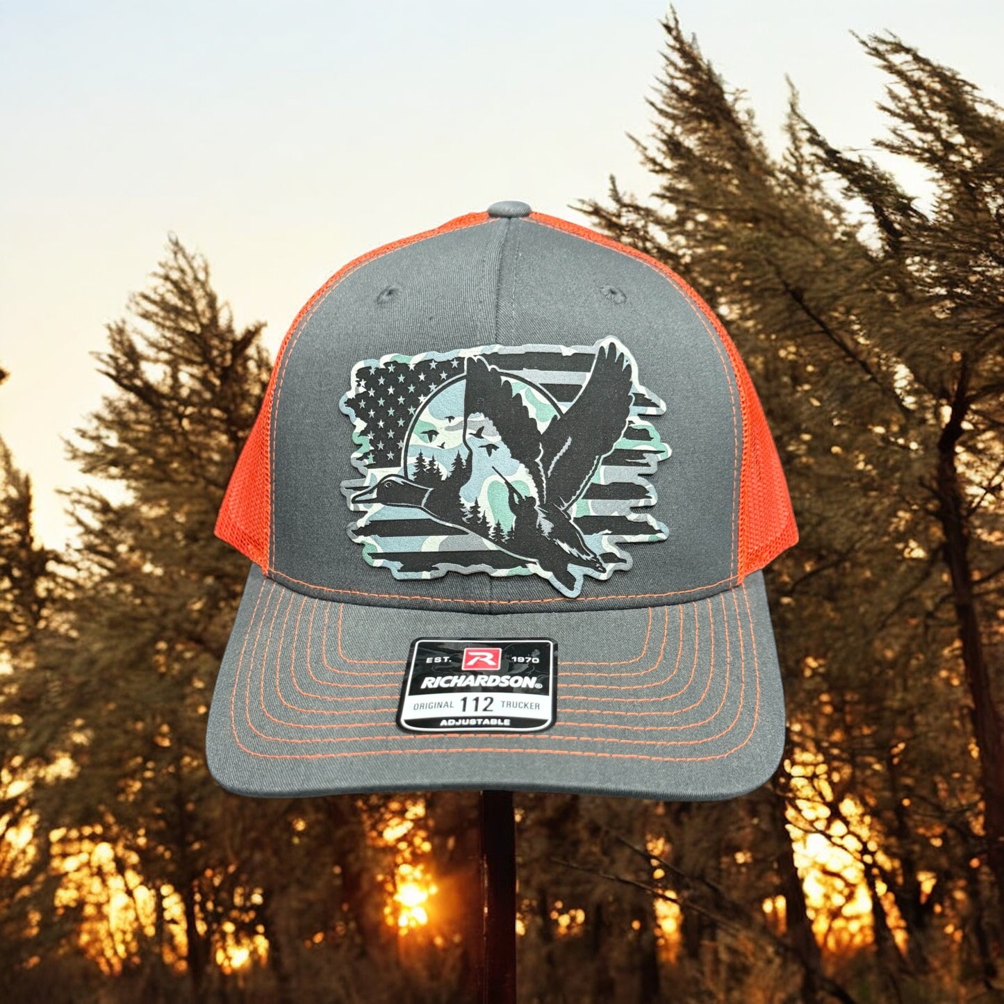 Duck Flight Flag Trucker Hat – Patriotic Hunting Patch Cap