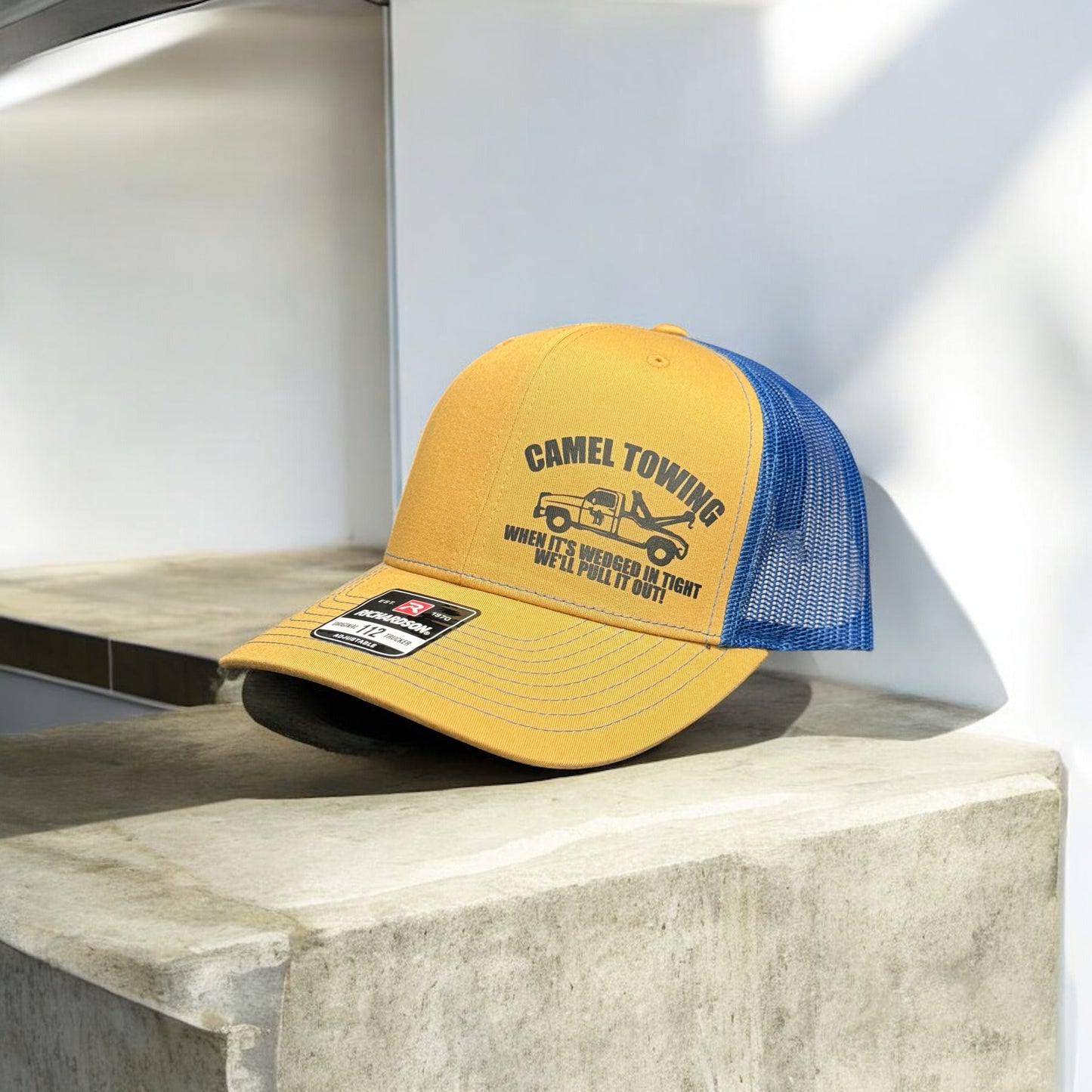 Camel Towing Trucker Hat – “We’ll Pull It Out” Edition