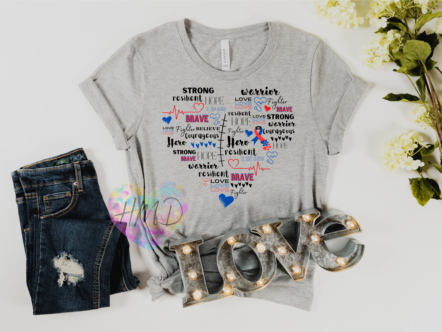 CHD Warrior Word Collage T-Shirt – Strength in Every Scar