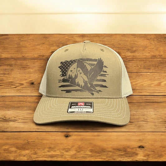 Duck Flight Flag Trucker Hat – Patriotic Hunting Patch Cap