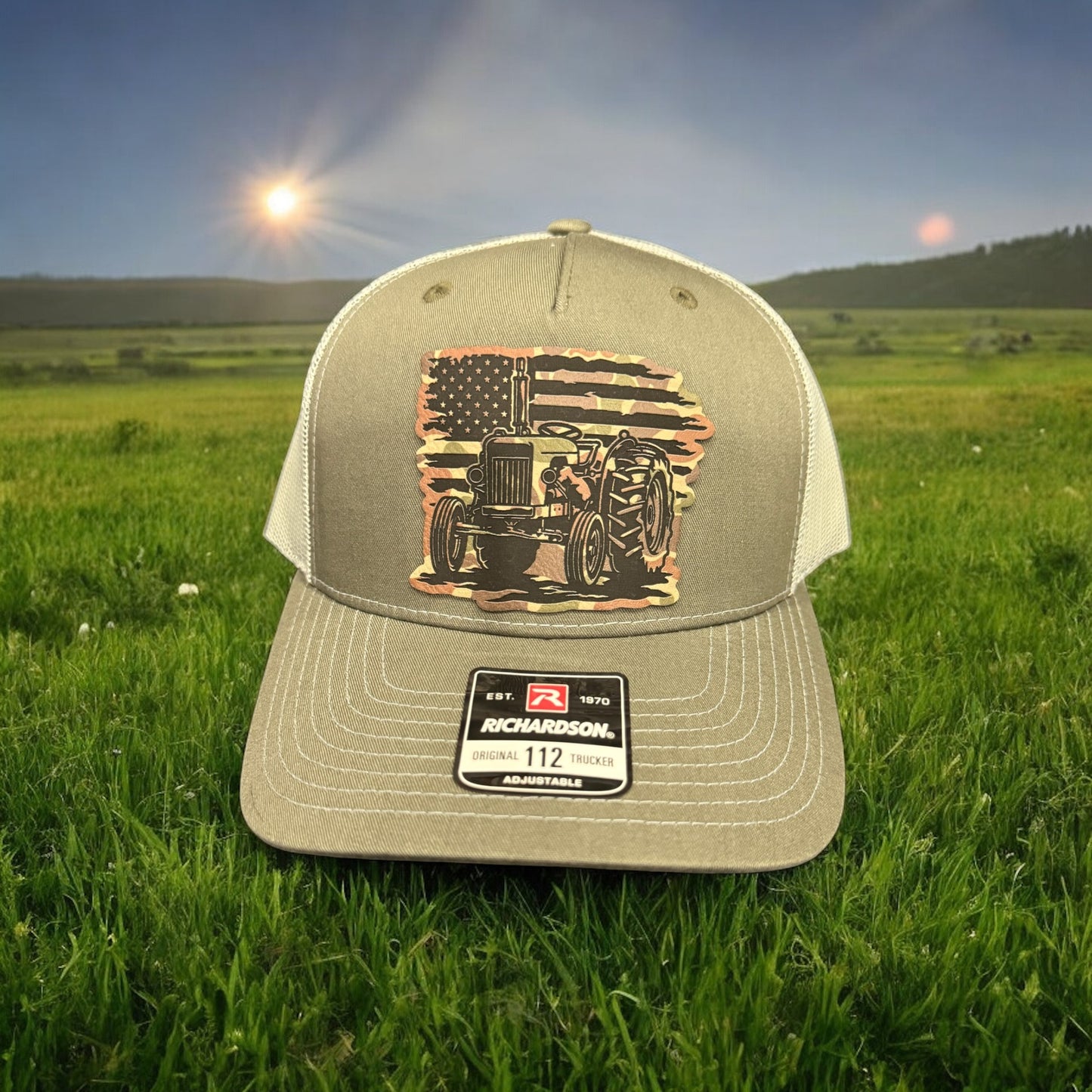 Tractor Flag Leather Patch Hat – Ride for the Land, Stand for the Flag 🚜