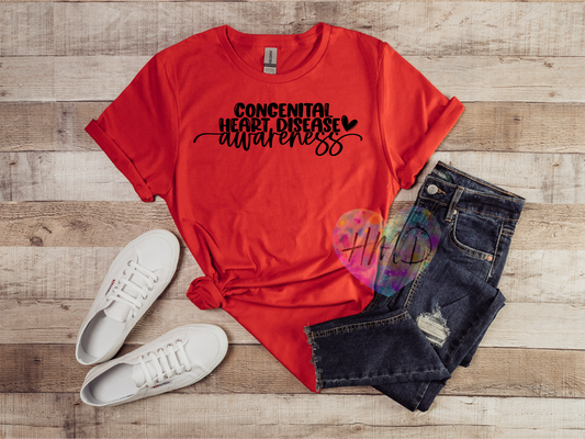Congenital Heart Disease Awareness T-Shirt – Bold Red Support Tee