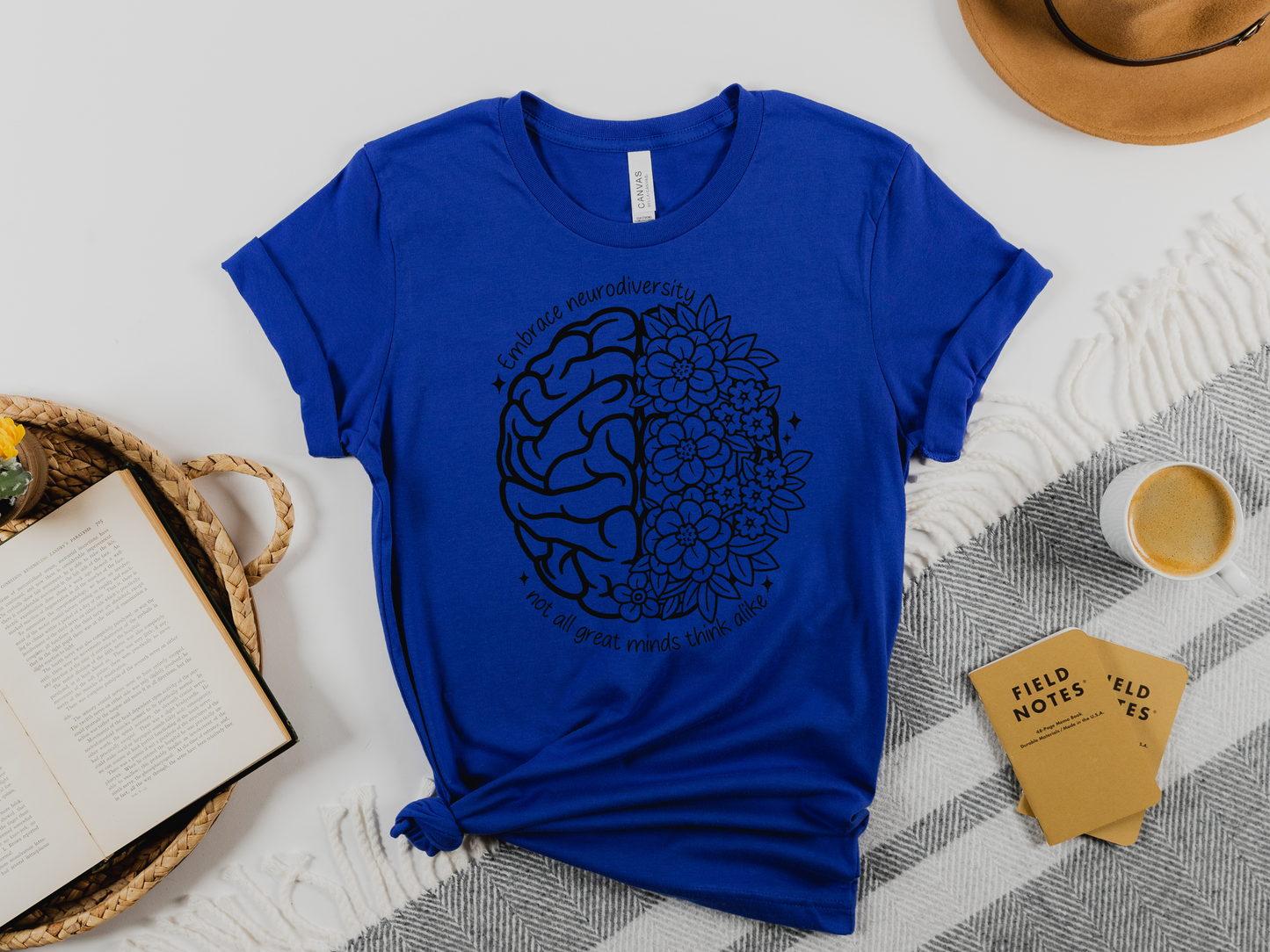 Embrace Neurodiversity Brain & Flowers T-Shirt