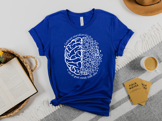 Embrace Neurodiversity Brain & Flowers T-Shirt