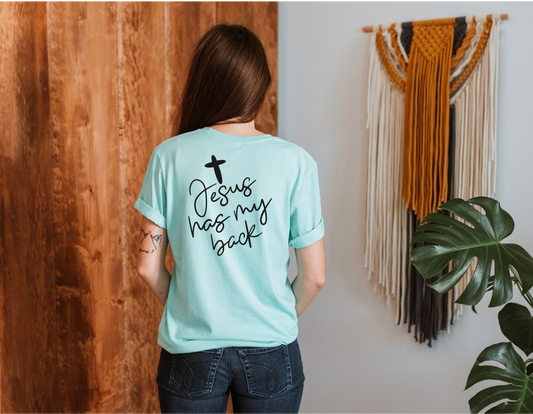 Jesus Has My Back: Show Your Faith with Our Inspirational T-Shirt - Order Now!