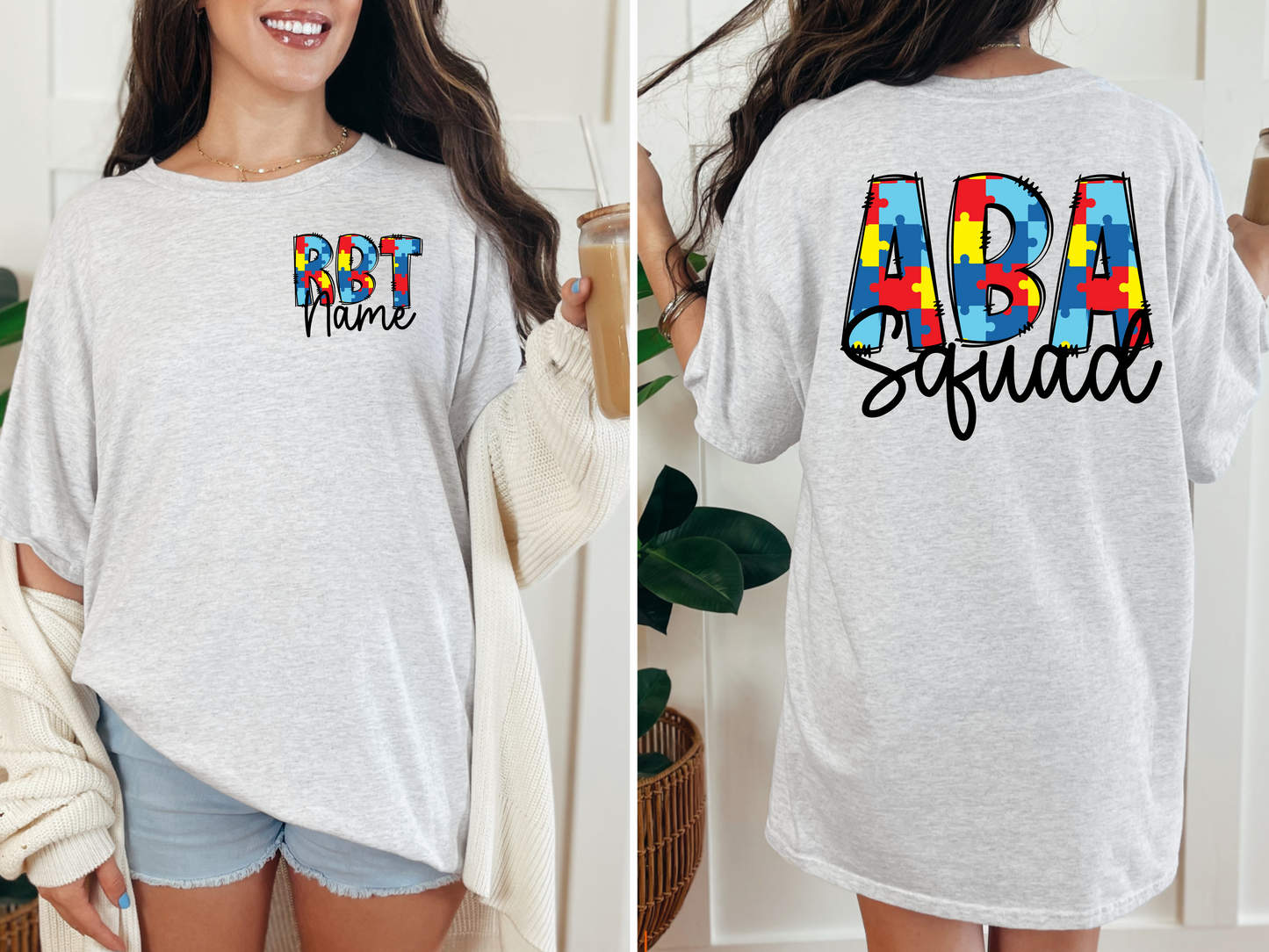ABA Squad Custom T-Shirt: Puzzle Pride, Personalized for Your Crew