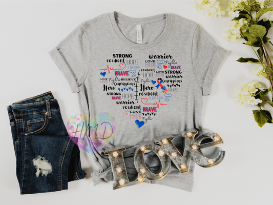 CHD Warrior Word Collage T-Shirt – Strength in Every Scar