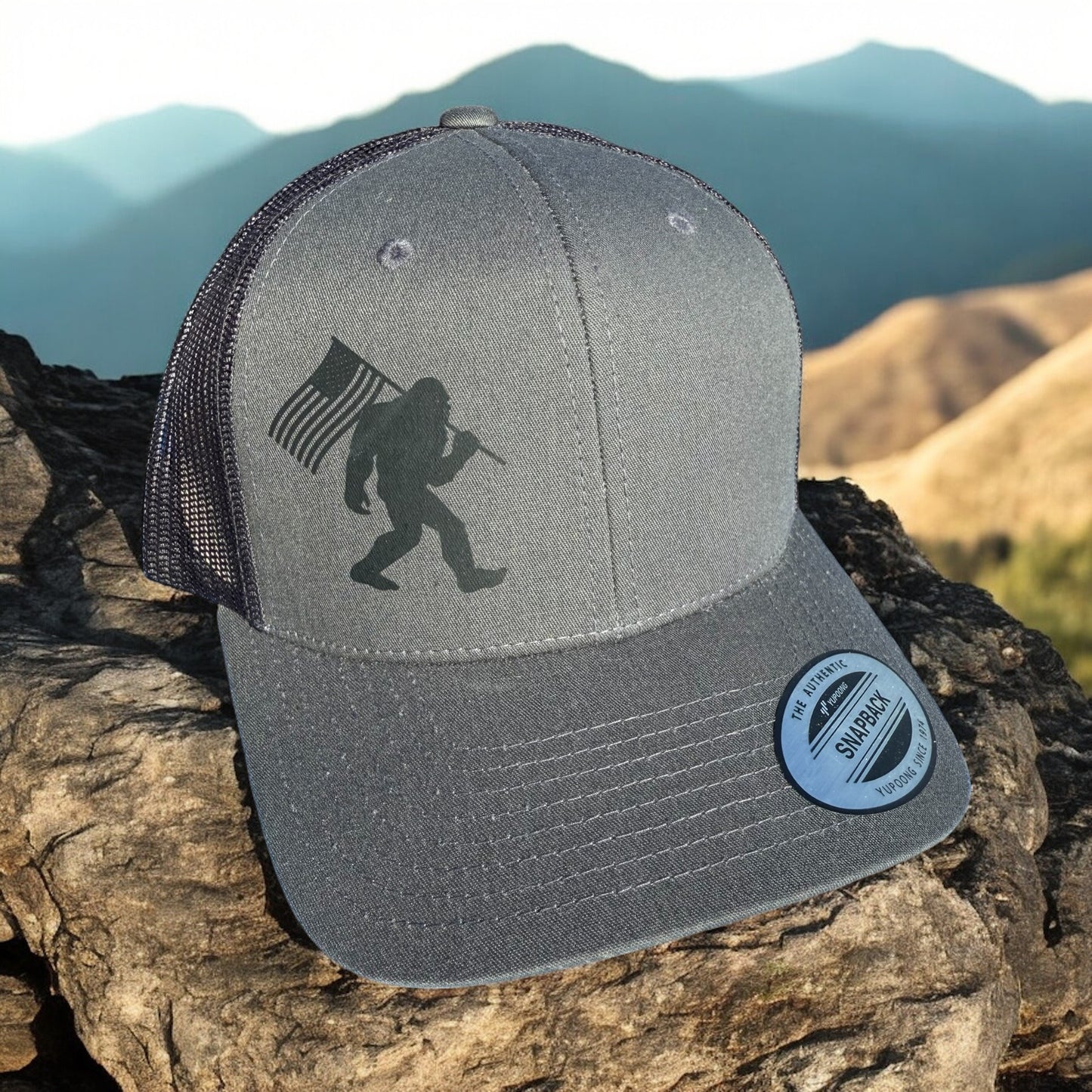 Patriotic Bigfoot Trucker Hat