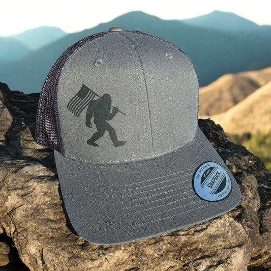 Patriotic Bigfoot Trucker Hat
