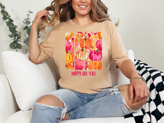 Happy Fall Y’all Pumpkin Tee – A Colorful Harvest of Cozy 🎃🍁