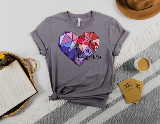 Geometric Heart Mama" T-Shirt - Stylish and Unique Way to Celebrate being a CHD Mom