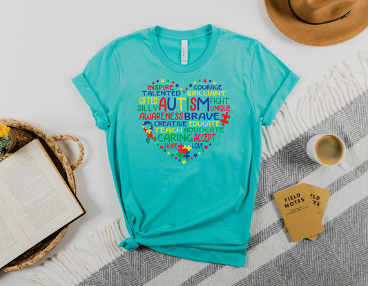 Unleash Your Ausomeness with our Inspirational Words T-Shirt: Support Autism Awareness in Style