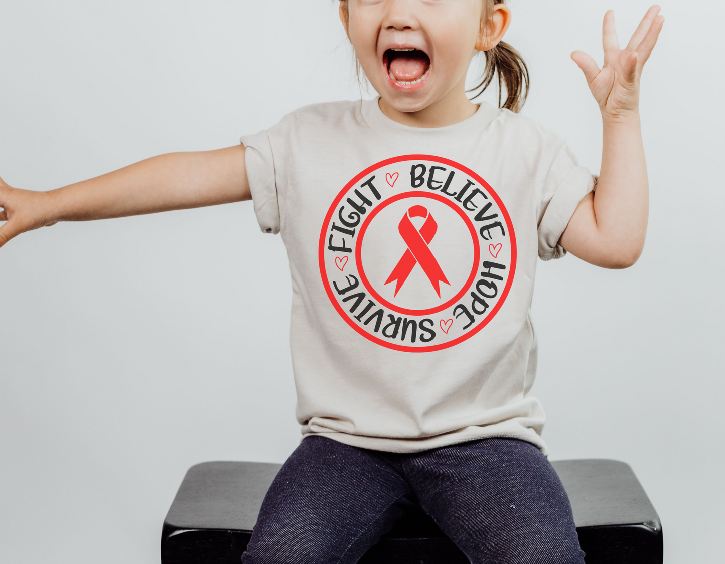 Unite in the Fight Against CHD with Our Inspirational "Fight, Believe, Hope, Survive" T-Shirt