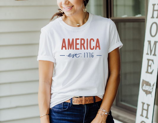 "America, Est. 1776" T-Shirt - Celebrate the Birth of a Nation in Style!