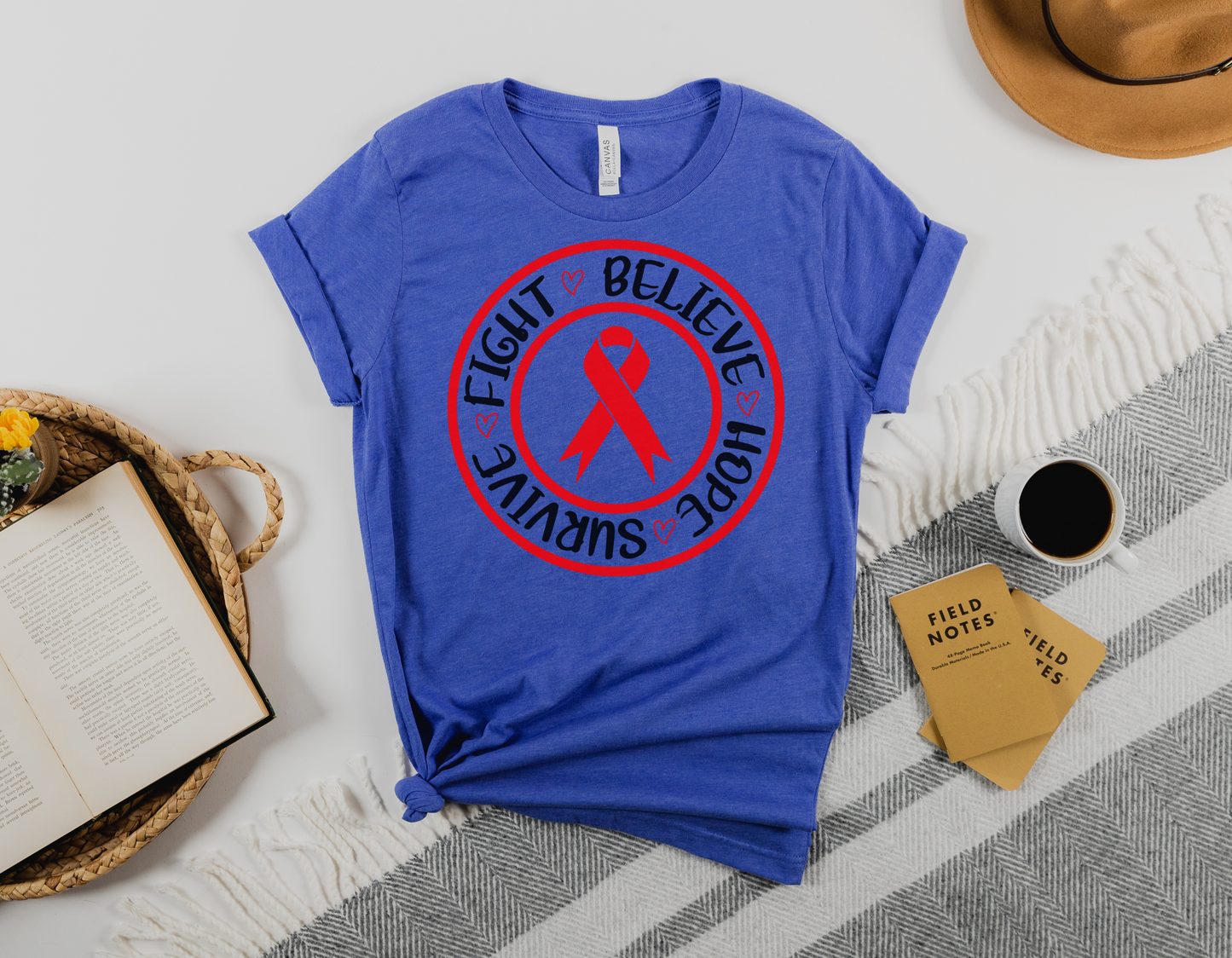 Unite in the Fight Against CHD with Our Inspirational "Fight, Believe, Hope, Survive" T-Shirt