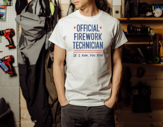 "Official Fireworks Technician" T-Shirt - Celebrate Independence Day in Style with Our Explosive Tee!