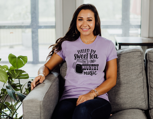 "Fueled by Sweet Tea and Country Music" T-Shirt - Embrace Southern Charm with Our Stylish Tee!