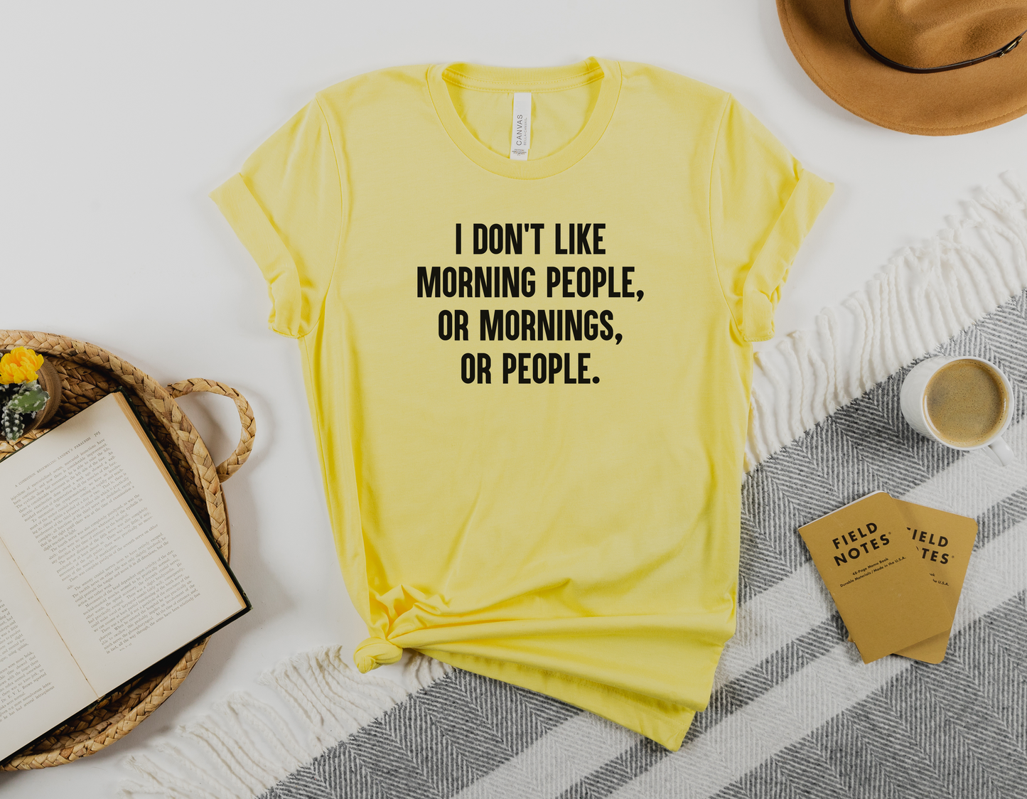 "I Don't Like Morning People, Mornings, or People" T-Shirt - A Humorous Tee for Non-Morning People!