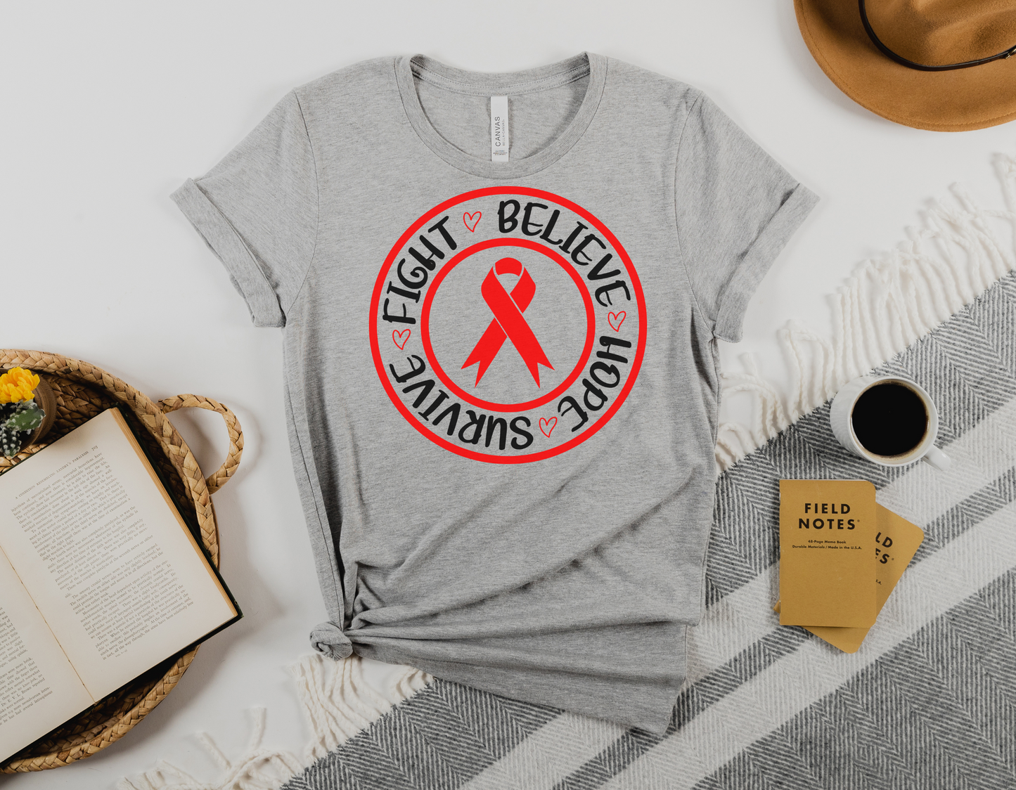 Unite in the Fight Against CHD with Our Inspirational "Fight, Believe, Hope, Survive" T-Shirt