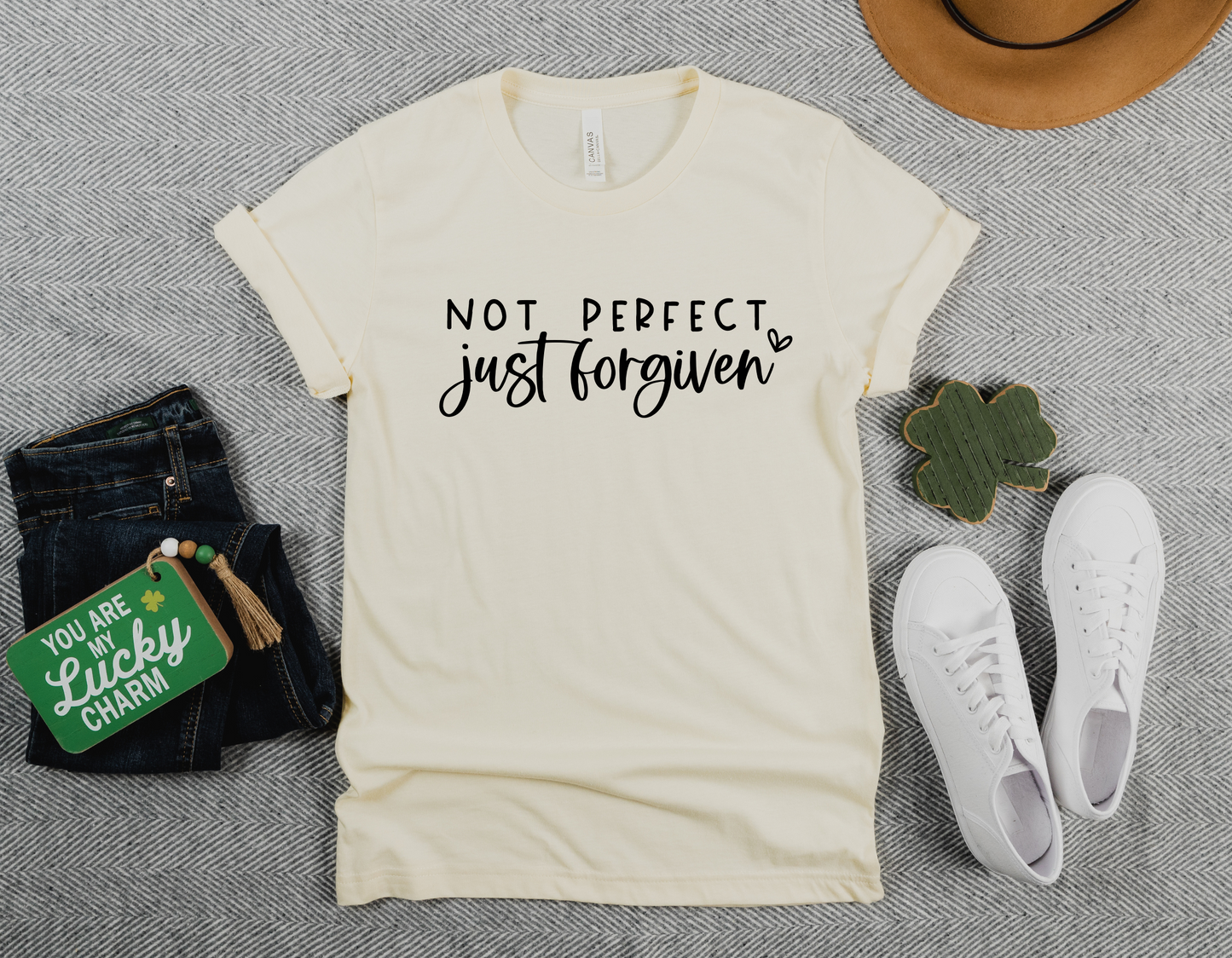 Celebrate Your Forgiveness with Our 'Not Perfect, Just Forgiven' Biblical T-Shirt