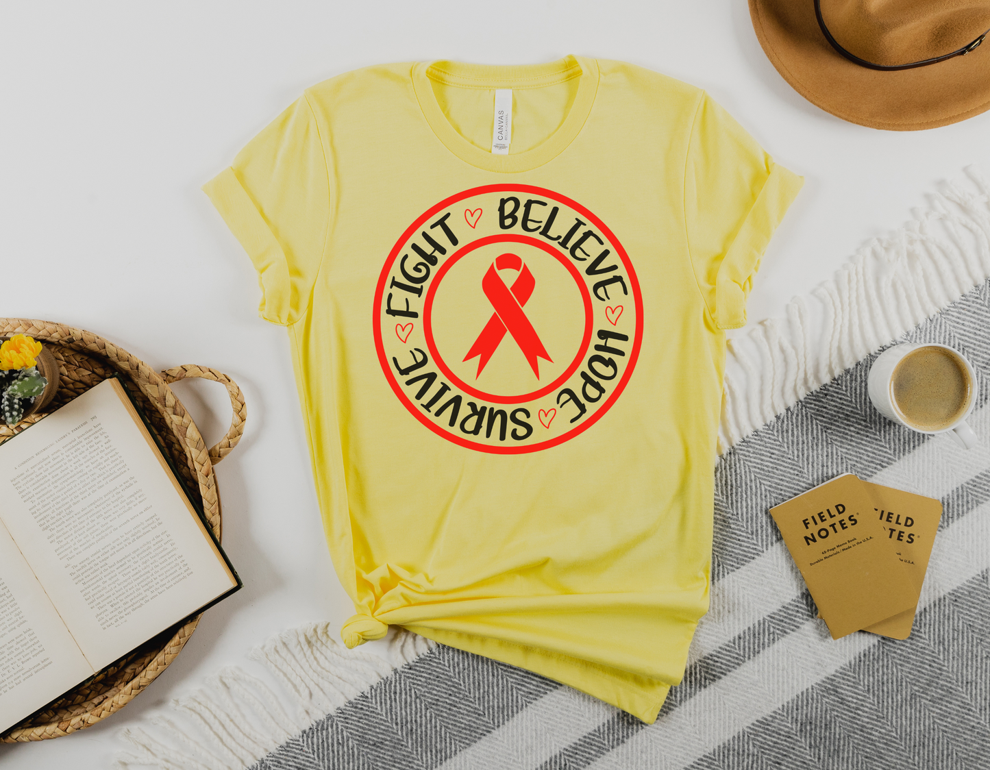 Unite in the Fight Against CHD with Our Inspirational "Fight, Believe, Hope, Survive" T-Shirt