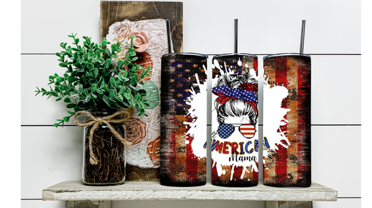 Show Off Your Patriotic Pride with the All American Mama Tumbler - Perfect for Keeping Your Drinks Cold on the Go!