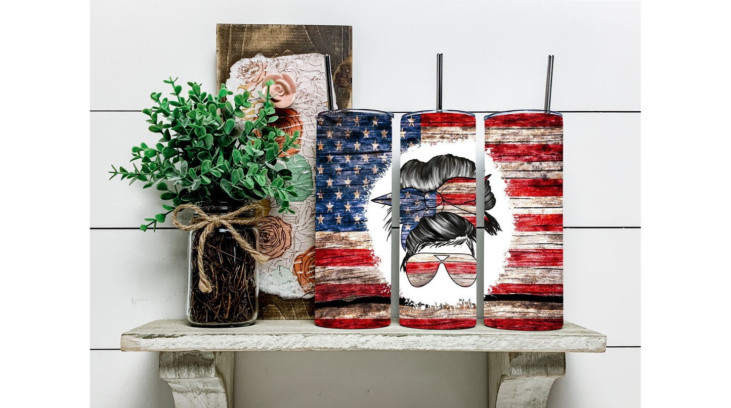 Show Your Patriotism with Our American Mama Tumbler - Perfect for On-the-Go Beverages