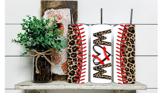 Roar with Style at Your Next Game with the Cheetah Print Baseball Mom Tumbler - Perfect for Keeping Your Drinks Cold on the Go!