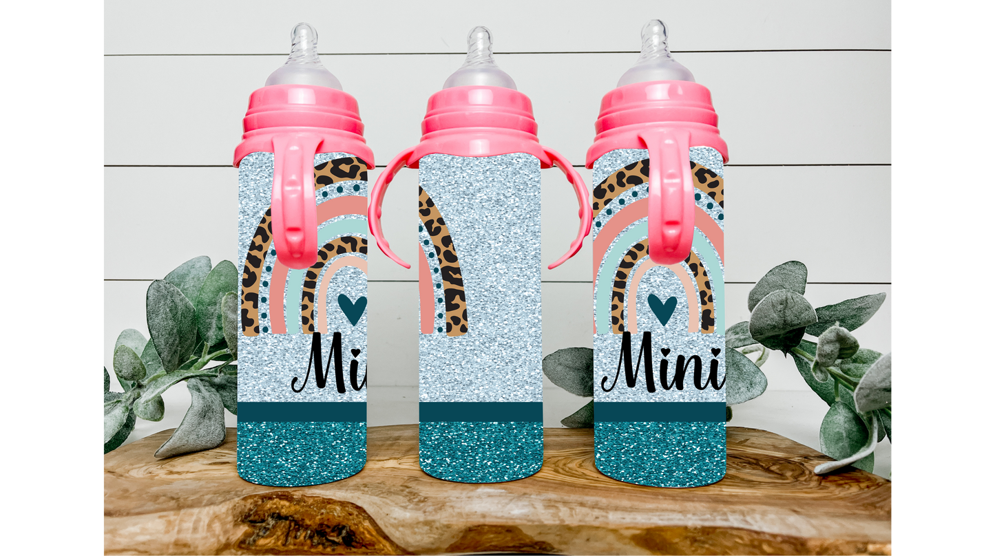 Sparkle and Sip with Our Adorable Blue Glitter Mama and Mini Tumbler Set - Perfect for Mom and Me Bonding Time