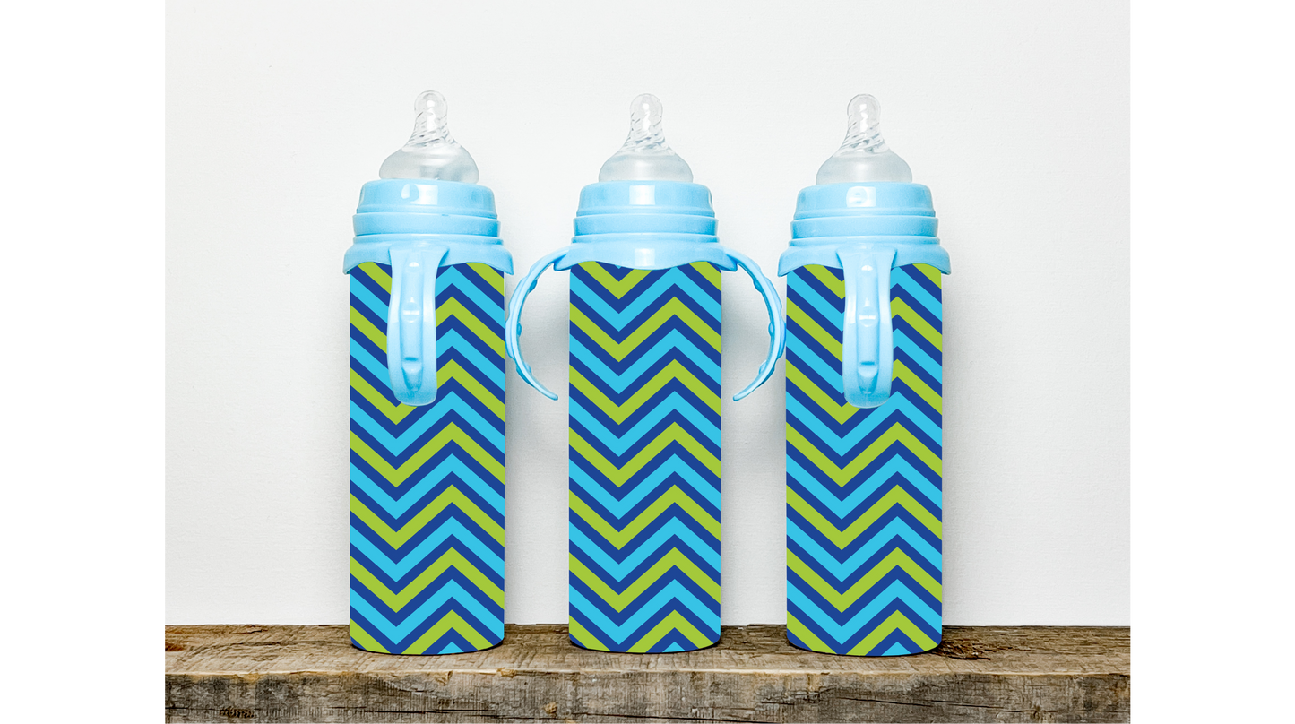 Quench Your Kid's Thirst in Style with Our Blue and Green Chevron Tumbler