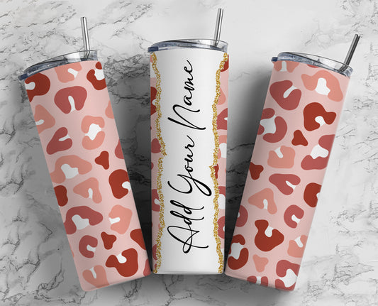 Stay Fashion-Forward with our Pink Leopard Personalized Tumbler - Custom Drinkware for Your On-The-Go Lifestyle!