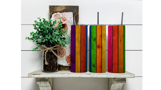 Add a Splash of Color to Your Beverage with Our Colorful Wooden Designed Tumbler