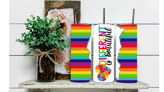 Different Is Beautiful: Show Your Support for Autism Awareness with Our Tumbler!