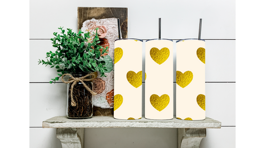 Add a Touch of Glamour to Your Hydration Routine with Our Gold Foil Hearts Tumbler