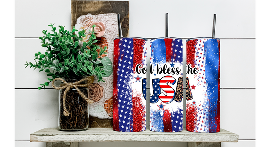 God Bless the USA Tumbler - Patriotic Design for Hot or Cold Drinks On-the-Go