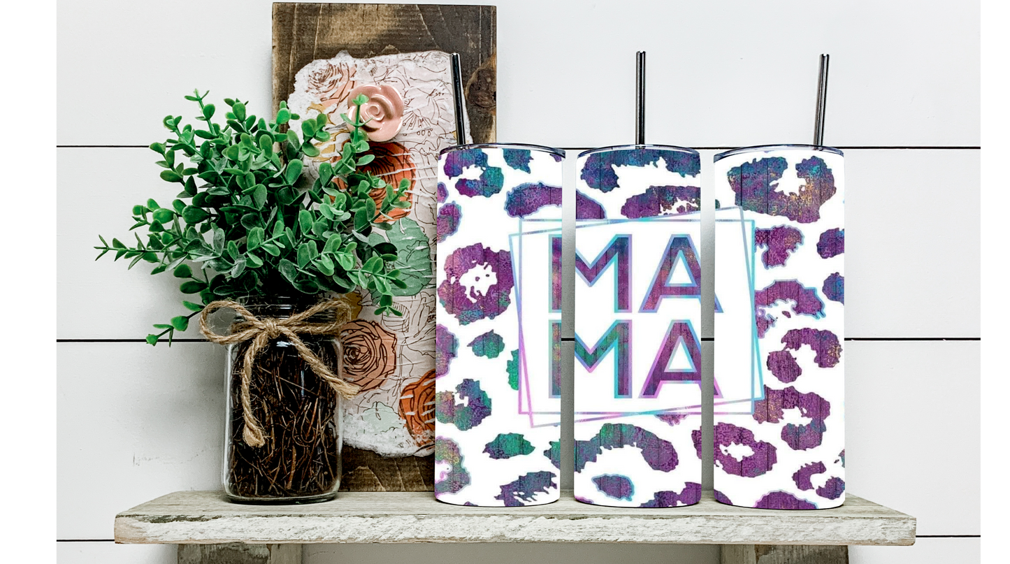 Stay Fashionable on-the-go with Purple Cheetah Mama Tumbler