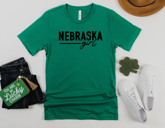 Get your Nebraska Girl T-Shirt today and show off your Cornhusker State pride!