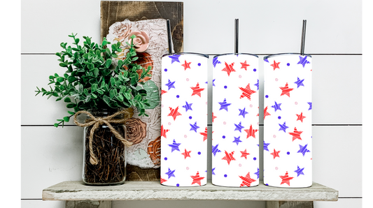 Drink in Style with Our Red, White, and Blue Stars Tumbler - Perfect for Patriotic Celebrations!