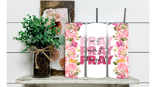 Stay Refreshed While Staying Connected: Pink Floral Prayer Tumbler