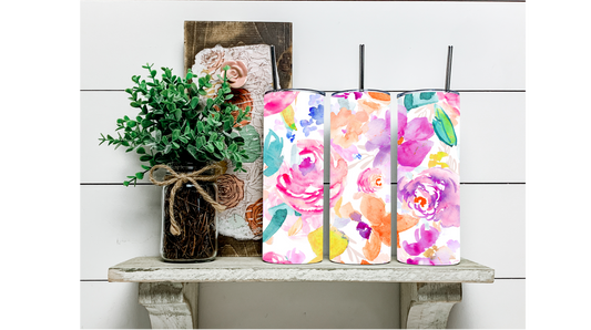 Shop Our Beautiful White Watercolor Flowers Tumbler - Perfect for Any Occasion