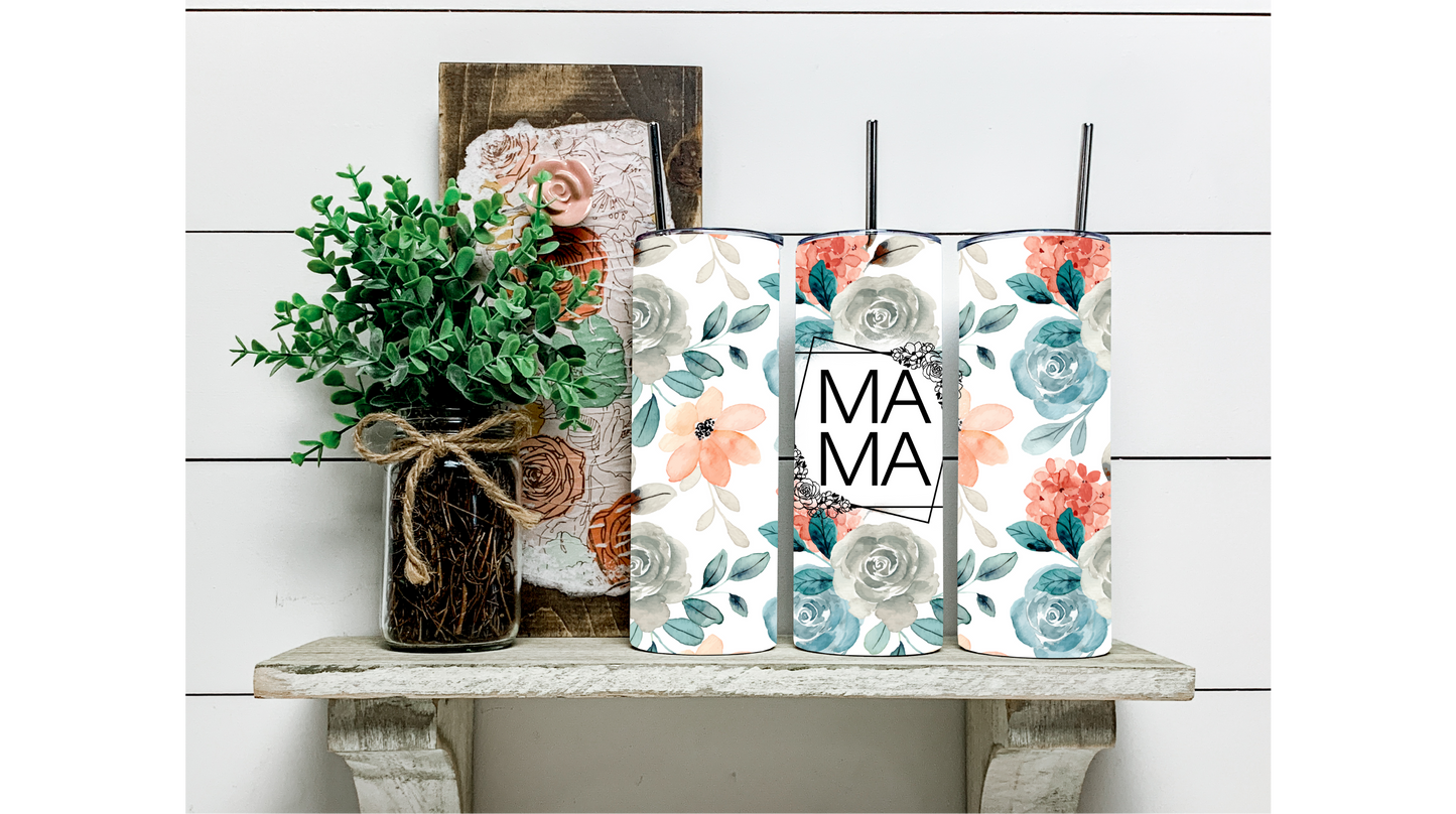 Match Your Style with Our Elegant Watercolor Flowers Matching Tumbler Set - Perfect for Mommy and Me Outings
