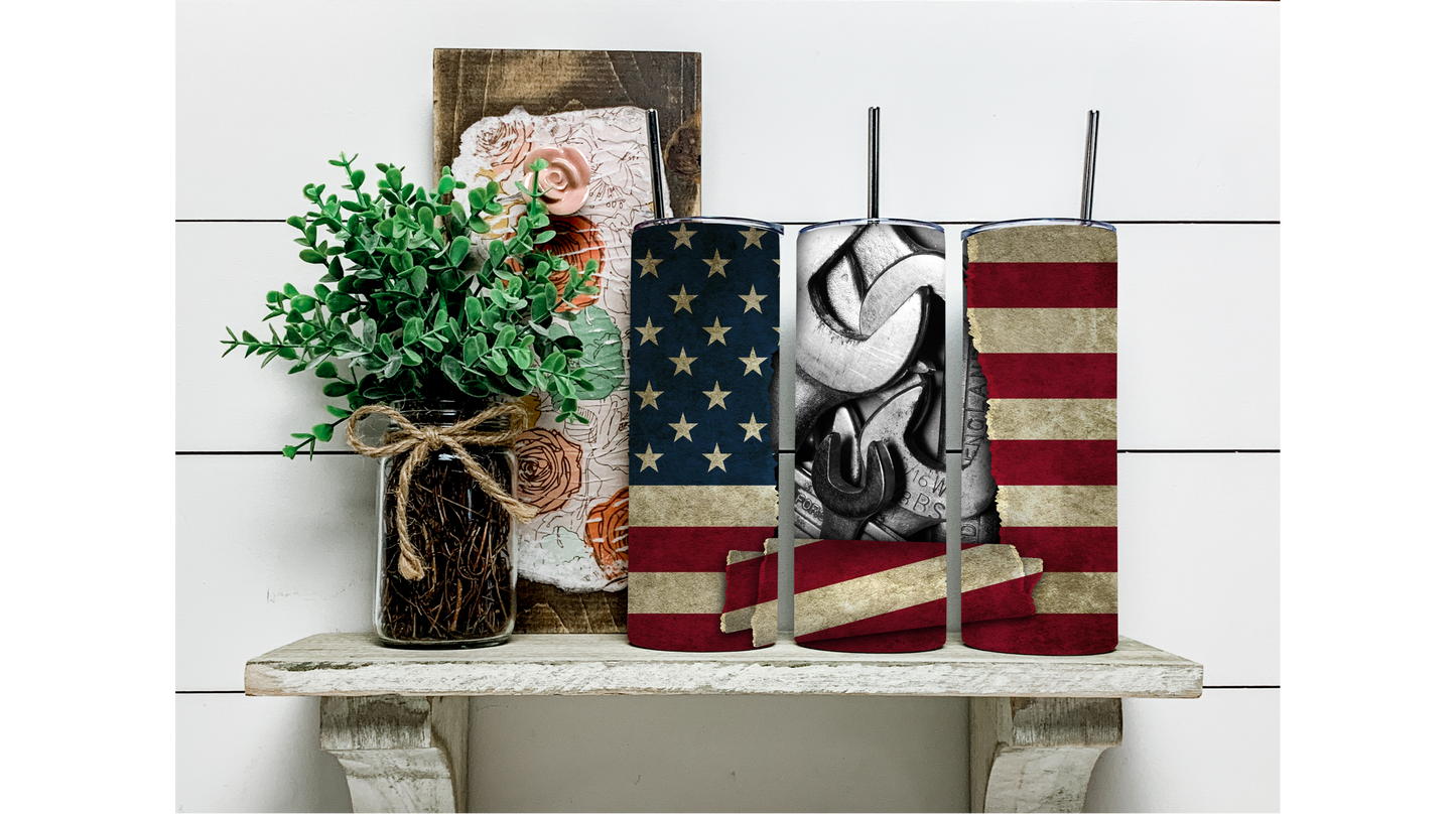 Stay Hydrated and Show Your Love for Mechanics with Our American Flag Mechanic Tumbler