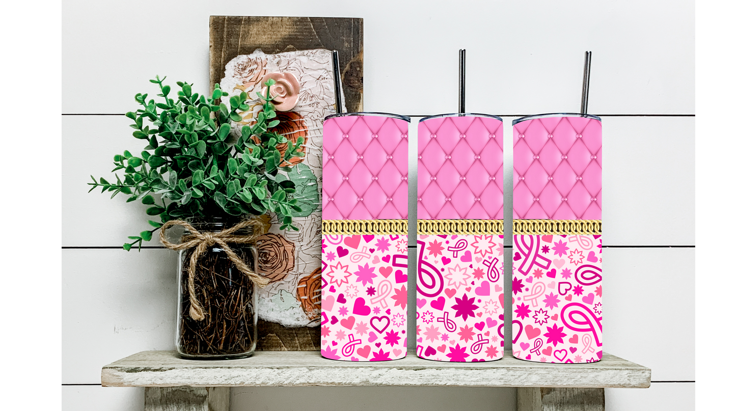 Stay Stylish and Support a Great Cause with Our Breast Cancer Awareness Designer Bag Tumbler