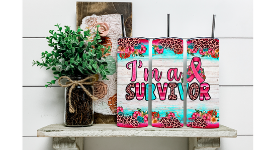 Show Your Strength and Support with Our 'I'm a Survivor' Breast Cancer Awareness Tumbler